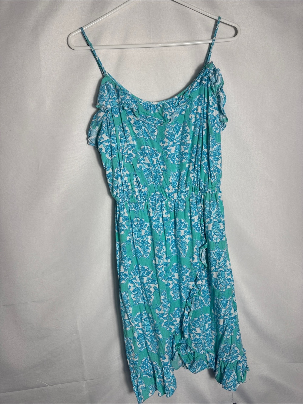 Lilly Pulitzer Kalen Faux Wrap Dress in Lagoon Green Hay Sailor Print Medium